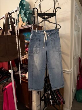 Women's Light Blue Drawstring Denim Jean